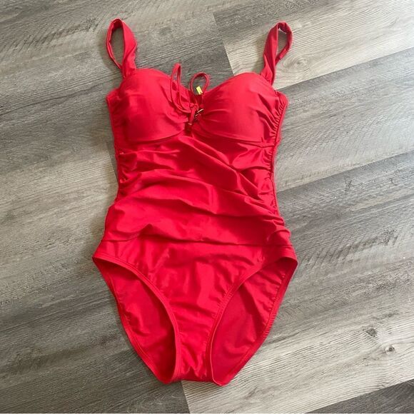 Bleu Rod Beattie Swimsuit One Piece Red Tie Front 6 - Picture 5 of 11